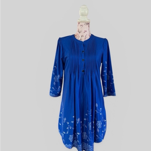 Reborn Tops - Reborn Blue Printed Tunic Blouse